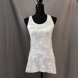 EUC lululemon cool racerback tank size 10 grey camo